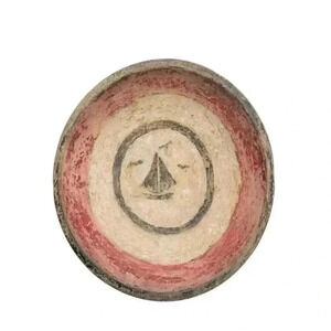 Vintage Munising Red & Black Wood Bowl Naive Primitive Style Small